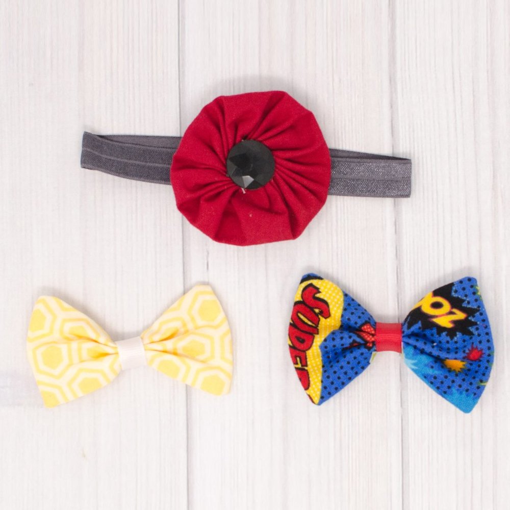Super Hero Hair Bow & Headband Set